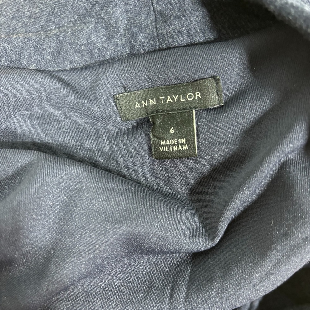 Ann Taylor Charcoal Grey Ruched Faux Wrap Dress‎ Long Sleeve V-Neck Size 6 #773 - Picture 8 of 11